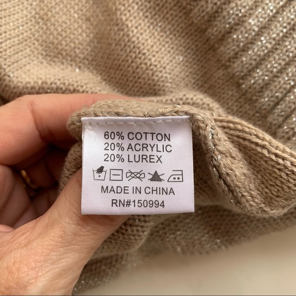 BELLDINI Criss Cross Back Long Sleeve Sweater Top. Taupe Small - Picture 12 of 12